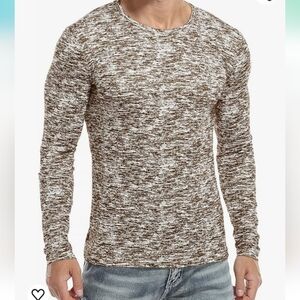 KUYIGO Running Workout Quick Dry Crew Neck Long Sleeve T Shirt in Tan Size XXL